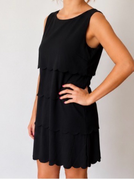 Philosophy Black Sleeveless Scalloped Tier Dress